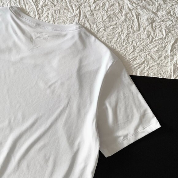 White Letter Print Crew Neck Short Sleeve T-Shirt Kolon Sport - Picture 7 of 7